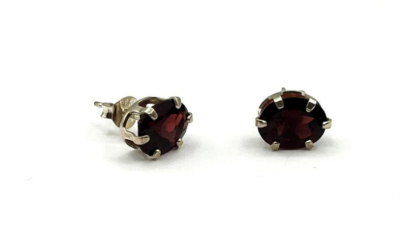 Sterling Silver Natural Garnet (1.12ct) Earrings, W/A $600.00. Garnet is the birthstone for January.