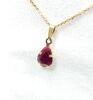 14KT Yellow Gold Natural Enhanced Ruby Pear Shape Pendant with Gold Plated Sterling Silver Chain, Retail $500.00. Ruby is the birthstone for July.
