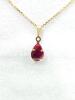 14KT Yellow Gold Natural Enhanced Ruby Pear Shape Pendant with Gold Plated Sterling Silver Chain, Retail $500.00. Ruby is the birthstone for July. - 3