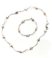 Cultured Pearl Bracelet and Necklace Set, W/A $1260.00.