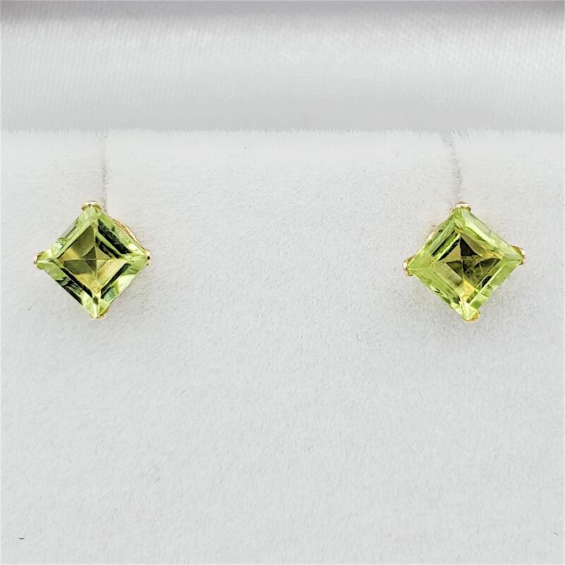 14KT Yellow Gold Natural Peridot (0.70ct) Stud Earrings, W/A $450.00. Peridot is the birthstone for August.