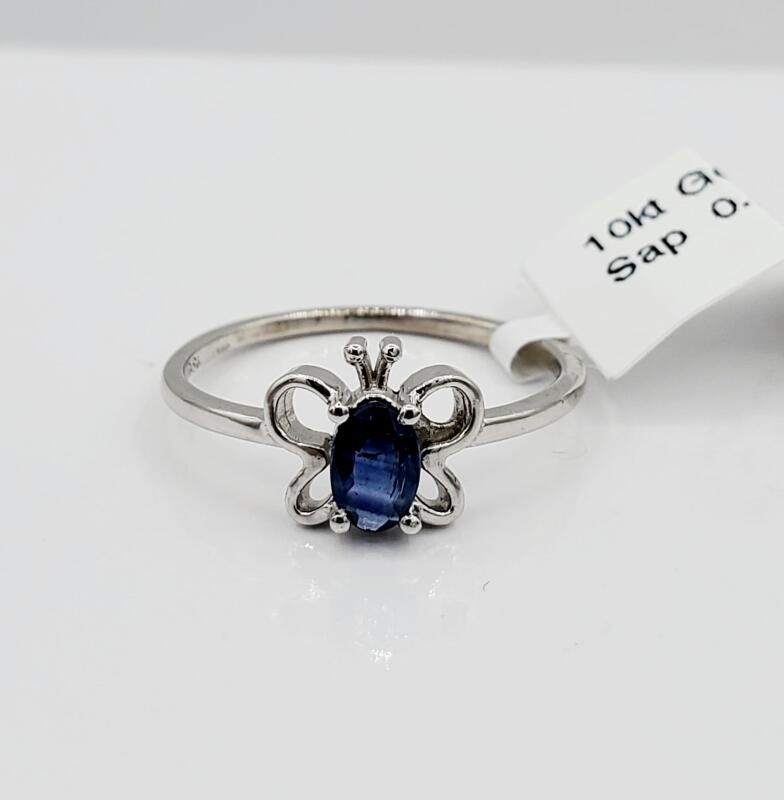 10KT White Gold Natural Blue Sapphire (0.31ct) Butterfly Shape Ring, Size 3.75, W/A $1500.00. Sapphire is the birthstone for September.