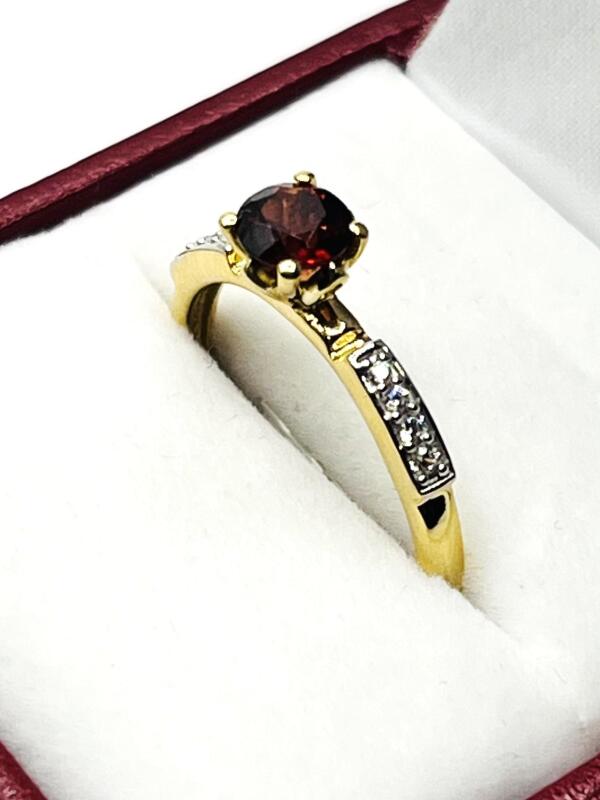 Gold Plated Sterling Silver Natural Garnet (0.50ct) with CZ Ring, Size 6.5, Retail $650.00. Garnet is the birthstone for January.