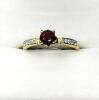 Gold Plated Sterling Silver Natural Garnet (0.50ct) with CZ Ring, Size 6.5, Retail $650.00. Garnet is the birthstone for January. - 2