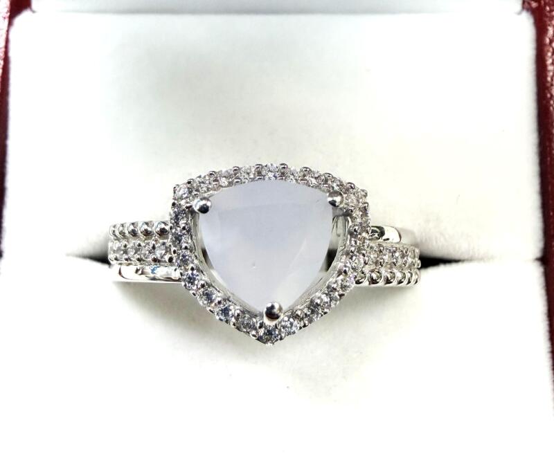 Sterling Silver Natural Moonstone (0.76ct) with CZ Ring, Size 9, Retail $650.00.