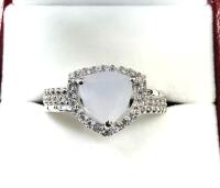 Sterling Silver Natural Moonstone (0.76ct) with CZ Ring, Size 9, Retail $650.00.