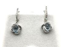 Sterling Silver Natural Blue Topaz (3.50ct) with CZ Dangling Earrings, W/A $650.00.