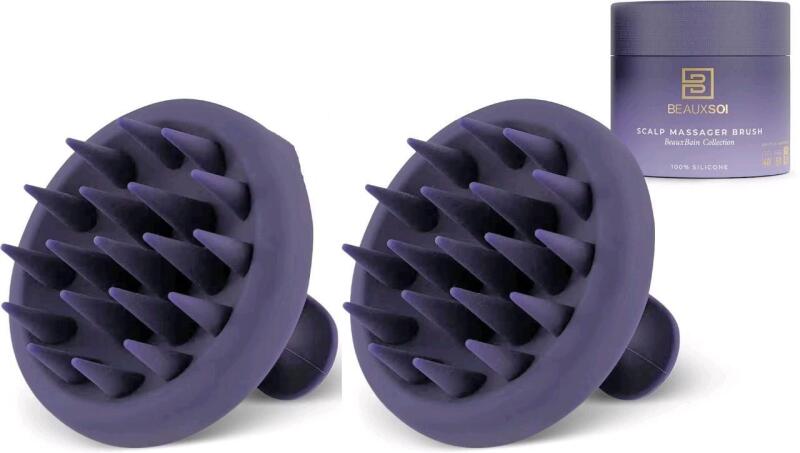 2 New Silicone Shampoo Brush & Scalp Exfoliator Scrubber Massager Hair Growth Head - Scalp Massager Tool Scrub Dandruff Brush (HARD)