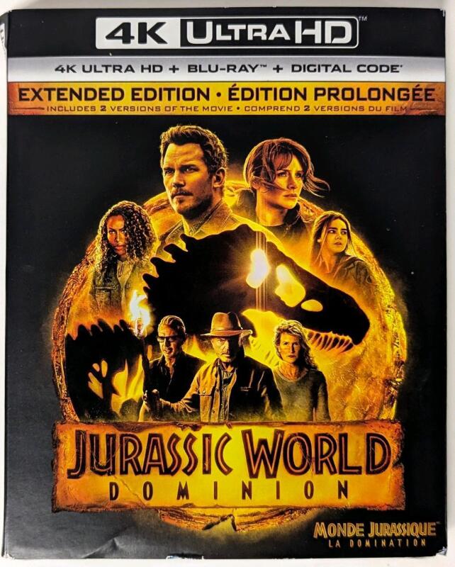 New 4K Ultra HD Plus Blu-Ray Plus Digital Code JURASSIC WORLD : DOMINION