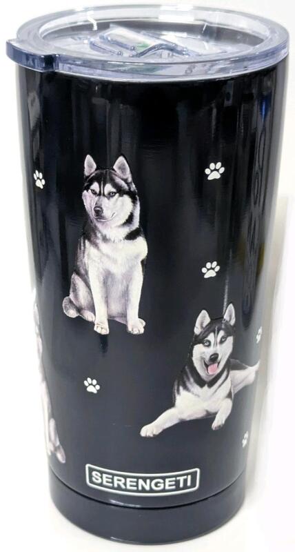 New SERENGETI 591ml Ultimate Tumbler : Stainless Steel Vacuum Insulated Tumbler with Spill Proof Lid : Siberian Husky (No Box)