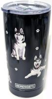 New SERENGETI 591ml Ultimate Tumbler : Stainless Steel Vacuum Insulated Tumbler with Spill Proof Lid : Siberian Husky