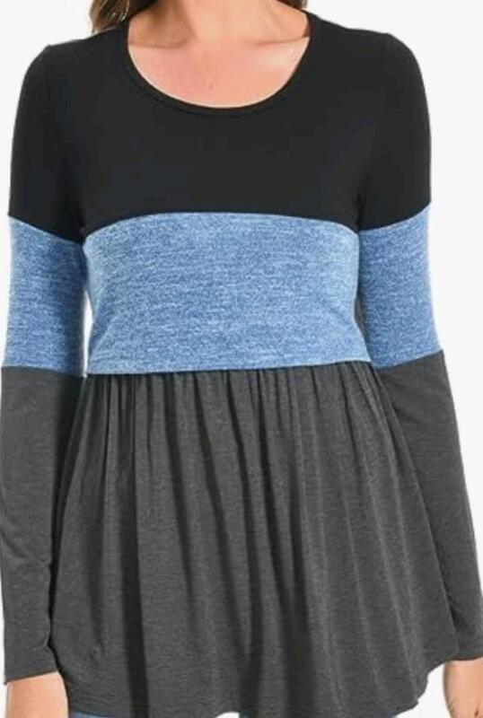 New sz XL Bearsland Women&rsquo;s Nursing Top Long Sleeve Scoop Neck