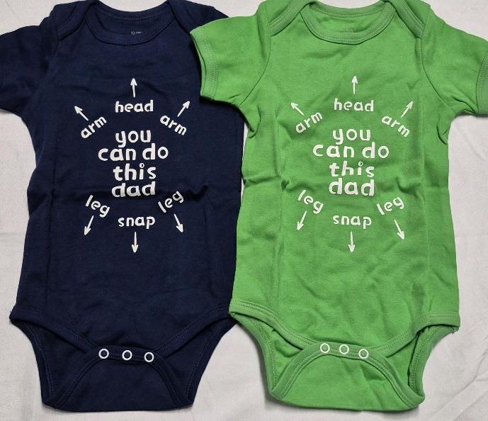 2 New Size 12-18 Months Adorable Funny "You Can Do This Dad" Baby Onesies