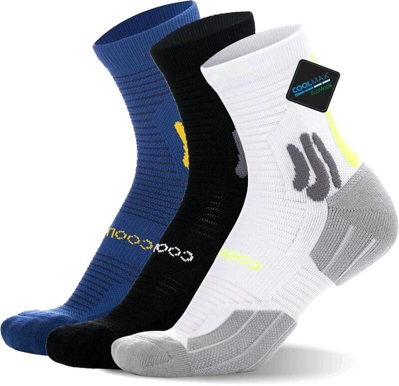New Size XL Unisex BRISIRA Coolmax Bamboo Viscose Compression Running Socks Quarter Crew Athletic Cushioned Breathable Anti Blister&Sweat&Odor