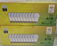20 New LED Warm White 15W A19 Lightbulbs - Non-Dimmable