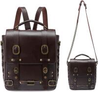New Vegan Leather Backpack Fashion Leather Double Shoulder Bag Handbags Waterproof Hiking School Backpack Bag, coffee