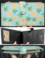 New Feith & Felly Pineapple Women's Card Case Wallet with Tons of Room For Cards + 2 Zippered Sections For Coins or Cash