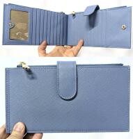New Feith & Felly Light Blue Women's Card Case Wallet with Tons of Room For Cards + 2 Zippered Sections For Coins or Cash