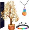 New Citrine Crystal Money Tree - Feng Shui Artificial Bonsai - Gemstone Tree of Life Decor for Good Luck + Bonus Bracelet & Pendant