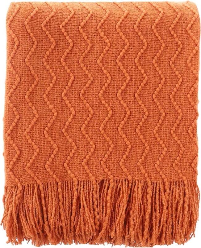 New Burnt Orange Throw Blanket for Sofa Couch,Decorative Fall Blanket,Cozy Knitted Blanket for Bed,Chair,Home Decor Fall Decor 50"x60"