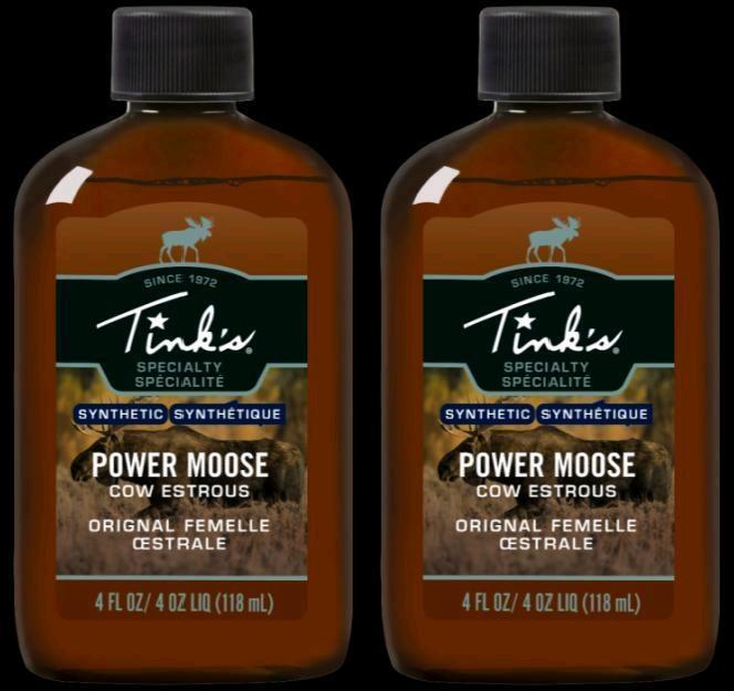 2 New Tink's POWER MOOSE Synthetic Cow Estrous, No-Freeze, Pre-Rut / Rut - W5921BL