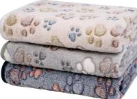 3 New Fleece Pet Blankets with Paw Prints sz Large 41 by 31"