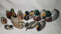 Ten Wooden & Resin Ducks , Various Sizes and Condition