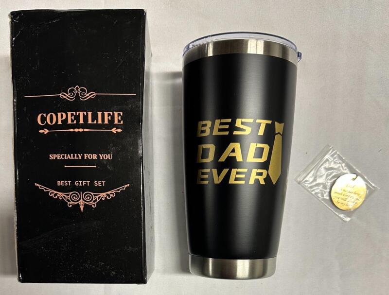 New Copeylife Gift For Dad, Includes Travel Coffee/Beverage Cup and Medalian with Message for Dad