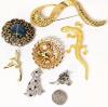 7 Vintage Brooches incl Signed Nancy Katz, Up To 3.5" Long - 2