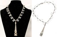 Lovely Vintage Stamped 925 Sterling Silver Presumed Crystal & Possible Amethyst Wand 17.5" Long Necklace