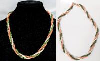 Gorgeous Vintage Presumed Pearl Jade Coral 17" Necklace With 14K Gold Clasp