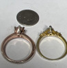 Two Sterling Gold Wash Rings Clear Stones - 4