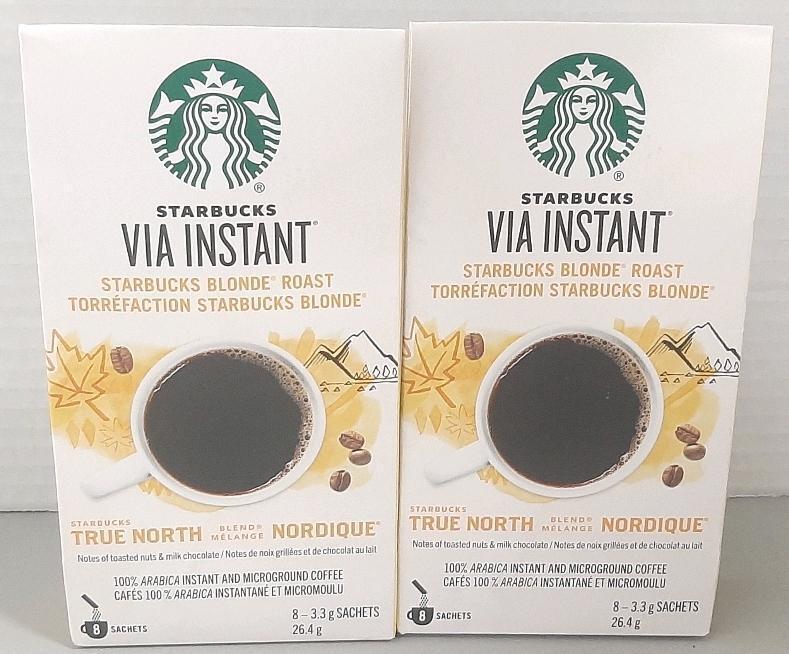 2 New Via Instant Starbucks Blonde Roast Coffee Mixes