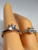 Two Sterling Gold Wash Rings Clear Stones - 6