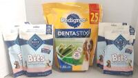4 Bags of Blue Bits Dog Treats & Pedigree Dentastix