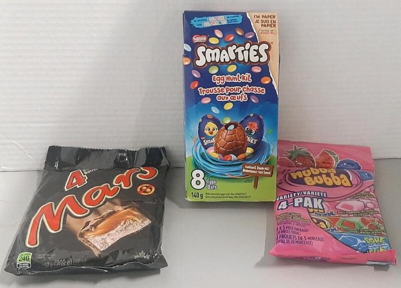 New Packs of Mars Bars, Hubba Bubba Variety Pack & Smarties Egg Hunt Kit