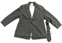 New H&M Fitted Ladies Blazer: Dark Grey (Size XL) & Satin Tie (Black)