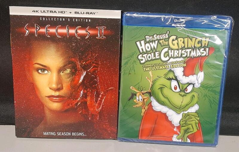 New 4KUltraHD + Bluray Copy of Species 2 & Bluray Copy of Dr. Seuss' How The Grinch Stole Christmas
