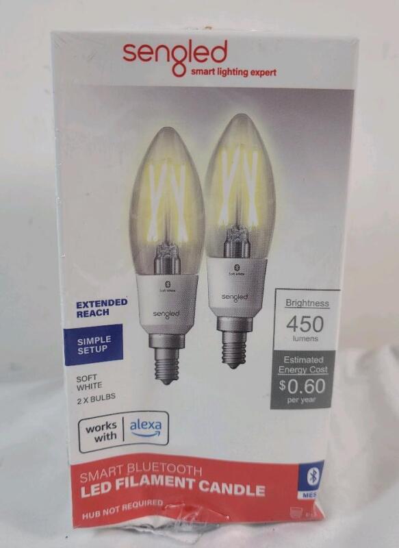 New - Sengled Smart Bluetooth LED Liament Candle Light Bulbs , Two (2) 2-Packs . iOS & Android Compatible