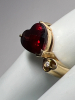 14K Yellow Gold Garnet Diamond Heart Ring - 2