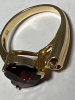 14K Yellow Gold Garnet Diamond Heart Ring - 5