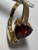 14K Yellow Gold Garnet Diamond Heart Ring - 7