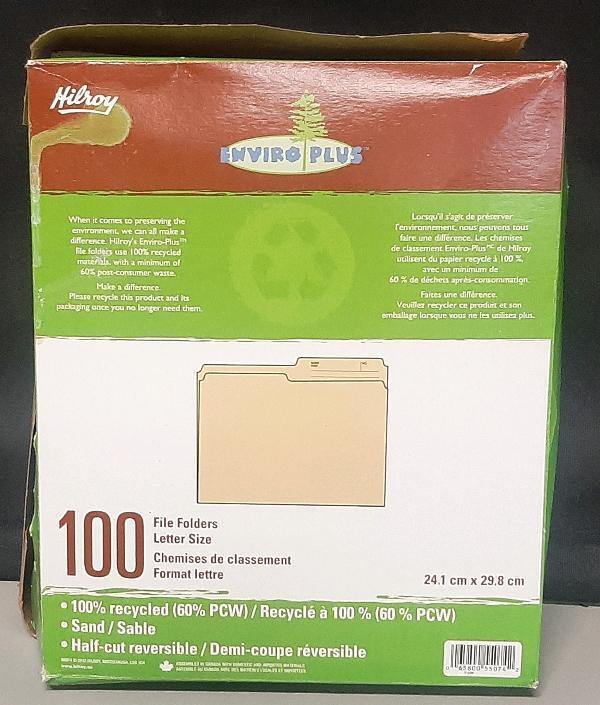 Ad New Pack of Hilroy Enviroplus Letter Size File Folders