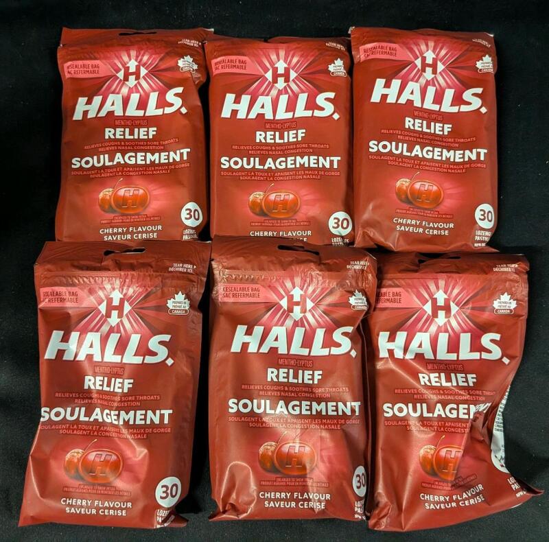 [Exp 2025NO28] 6 Halls Relief Lozenges Pack. 30 per Pack.