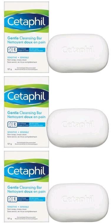 New 3-Pack CETAPHIL Gentle Soap-Free Cleansing Bars