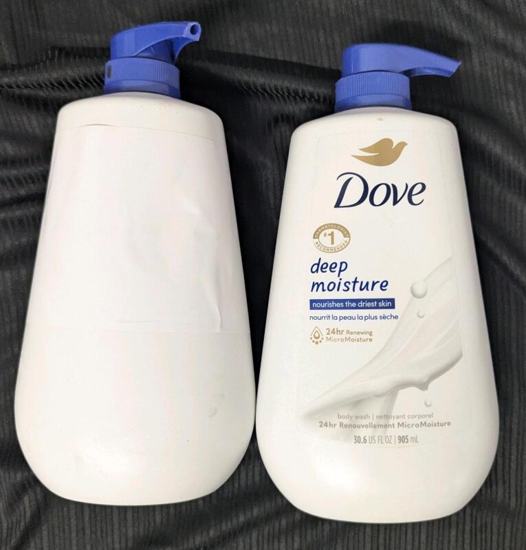 New & As-New DOVE Deep Moisture Body Washes (1 Bottle Has Crack, Fixed With Sticker )