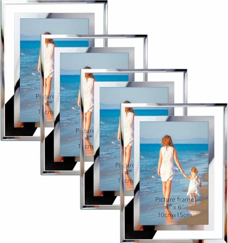 New 4-Pack Silver Glass Photo Frames for 8" x 10" Photos