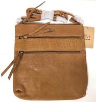 New ESTALION Genuine Leather Cognac-Coloured Crossbody Purse