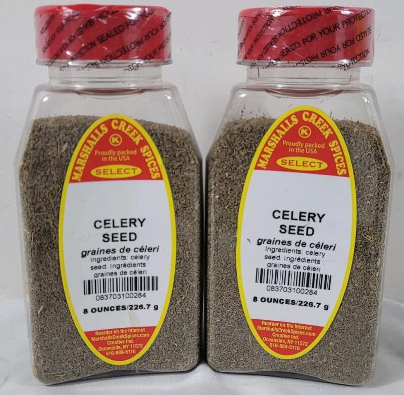 Two (2) New Marshall's Creek Spices Celery Seed , 226grams (8oz.) Each . Best By 01/2028