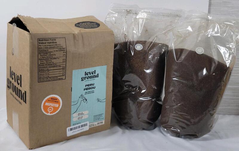 [BB 2025 MA 15] 5lbs Level Ground Coffee Roasters Peru Medium Ground Coffee . Two (2) 2.5lb Bags , Vacuum Sealed